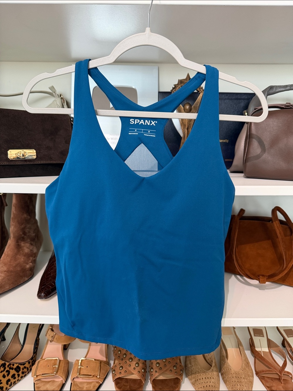 SPANX Women's Teal Tank with Crisscross Back